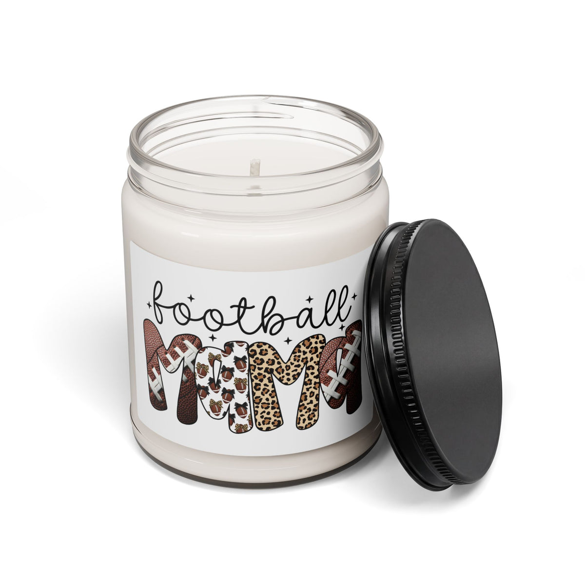 Football Mom Candle | Leopard & Paw Print Footballs Soy Jar Candle