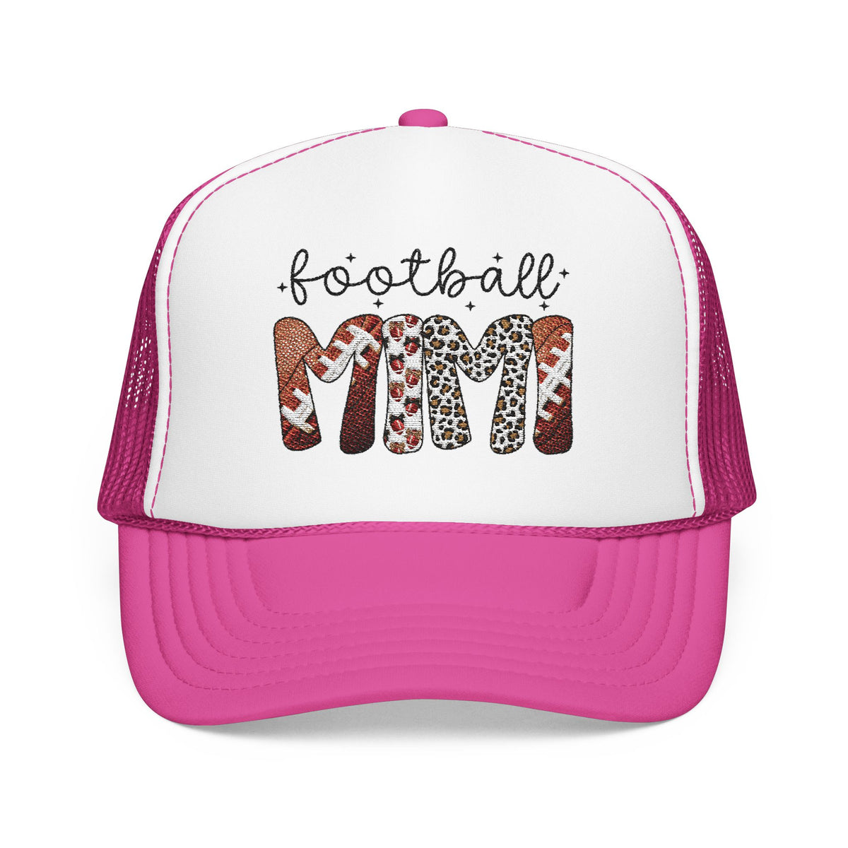 Football Mom Trucker Hat – Leopard & Glitter Game Day Foam Cap