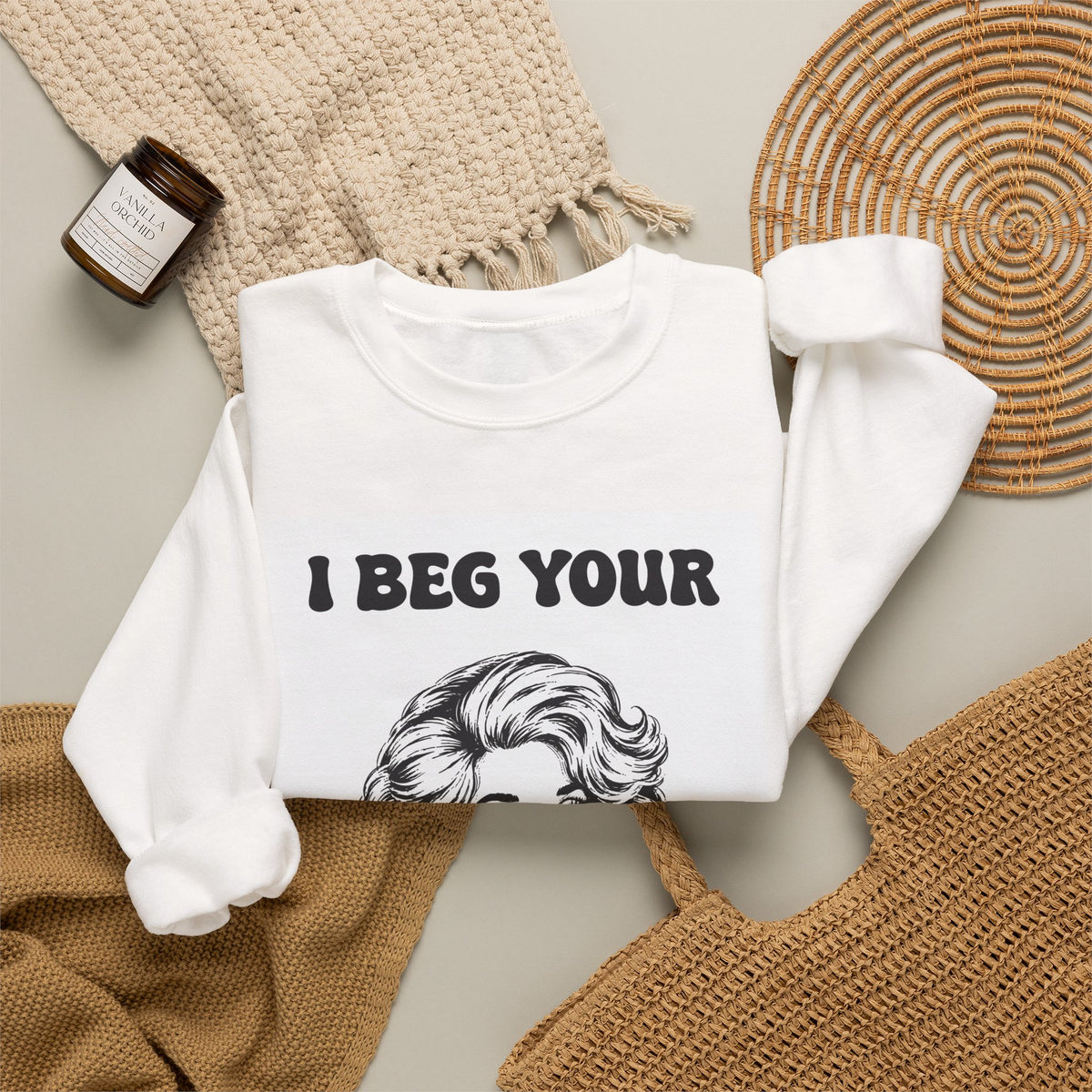 I Beg Your, Sweatshirt | Retro Dolly Portrait, Vintage Glam