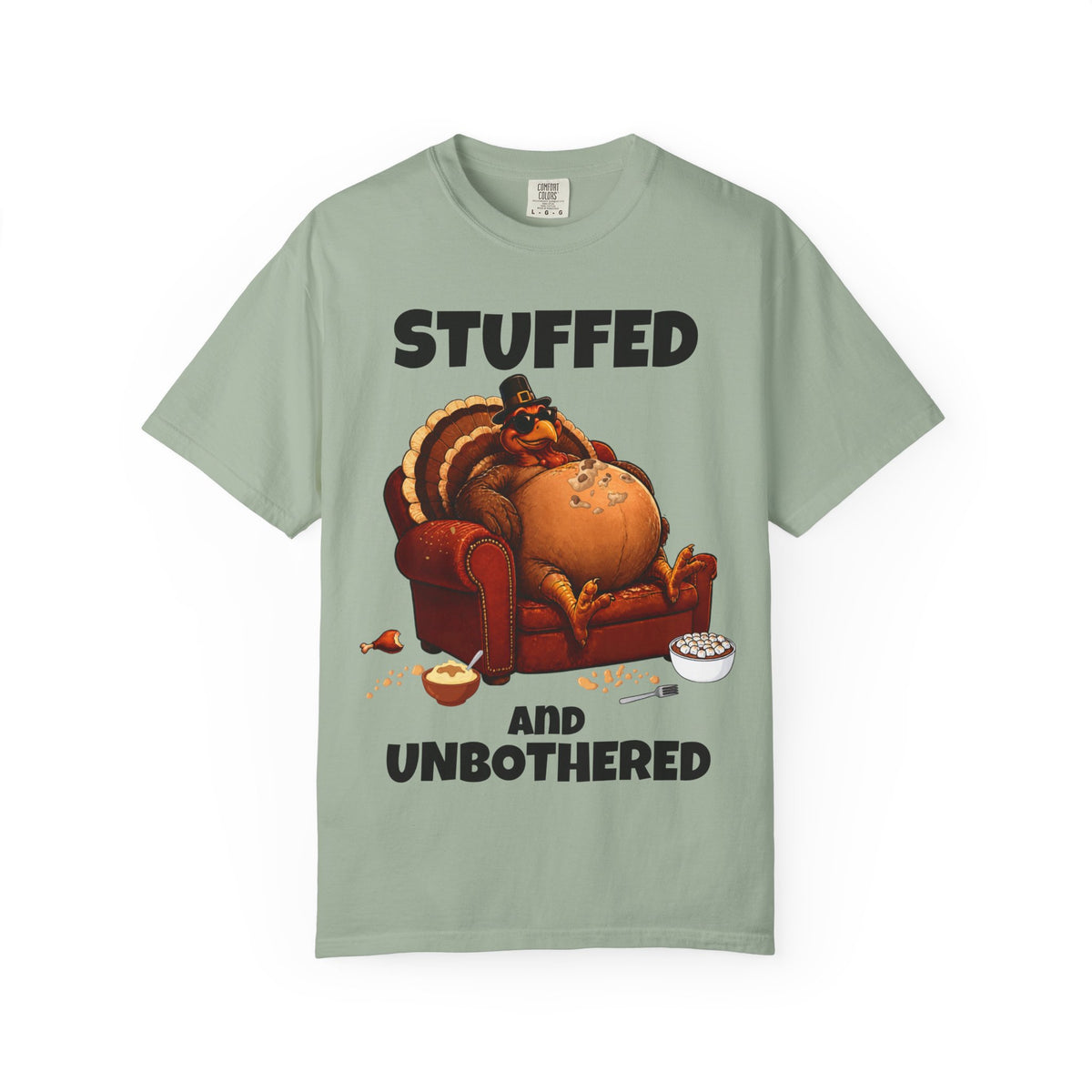 Stuffed & Unbothered Thanksgiving T-Shirt 🦃🍂